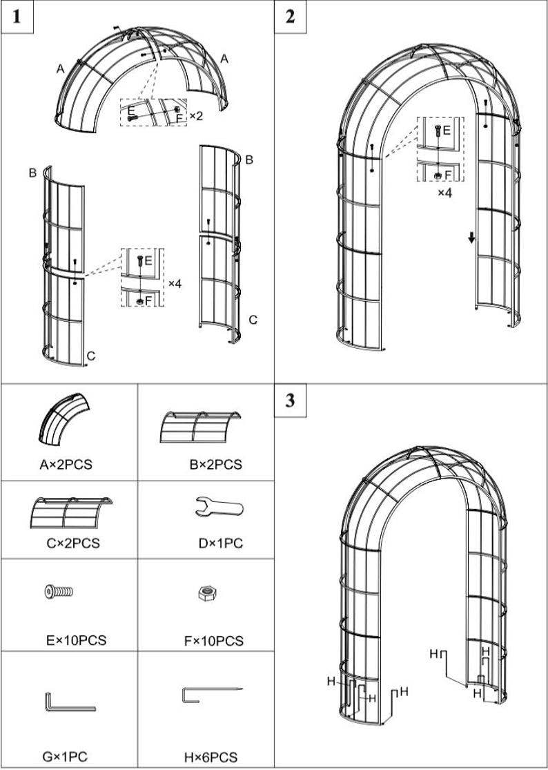 Large Rustic Metal Garden Arch Arbor