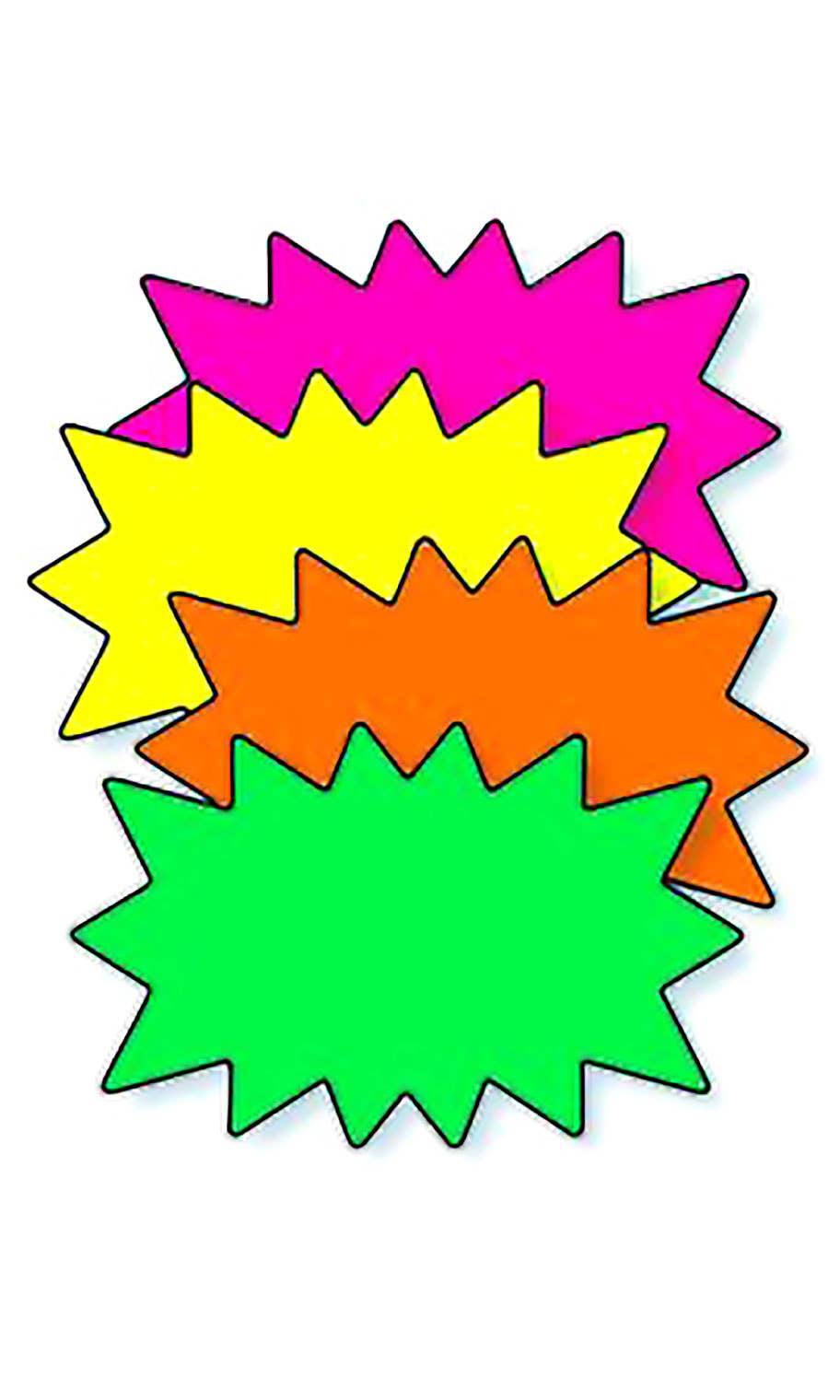 Multi-Colored Fluorescent Solar Burst Sign Cards - 5½" x 3½"