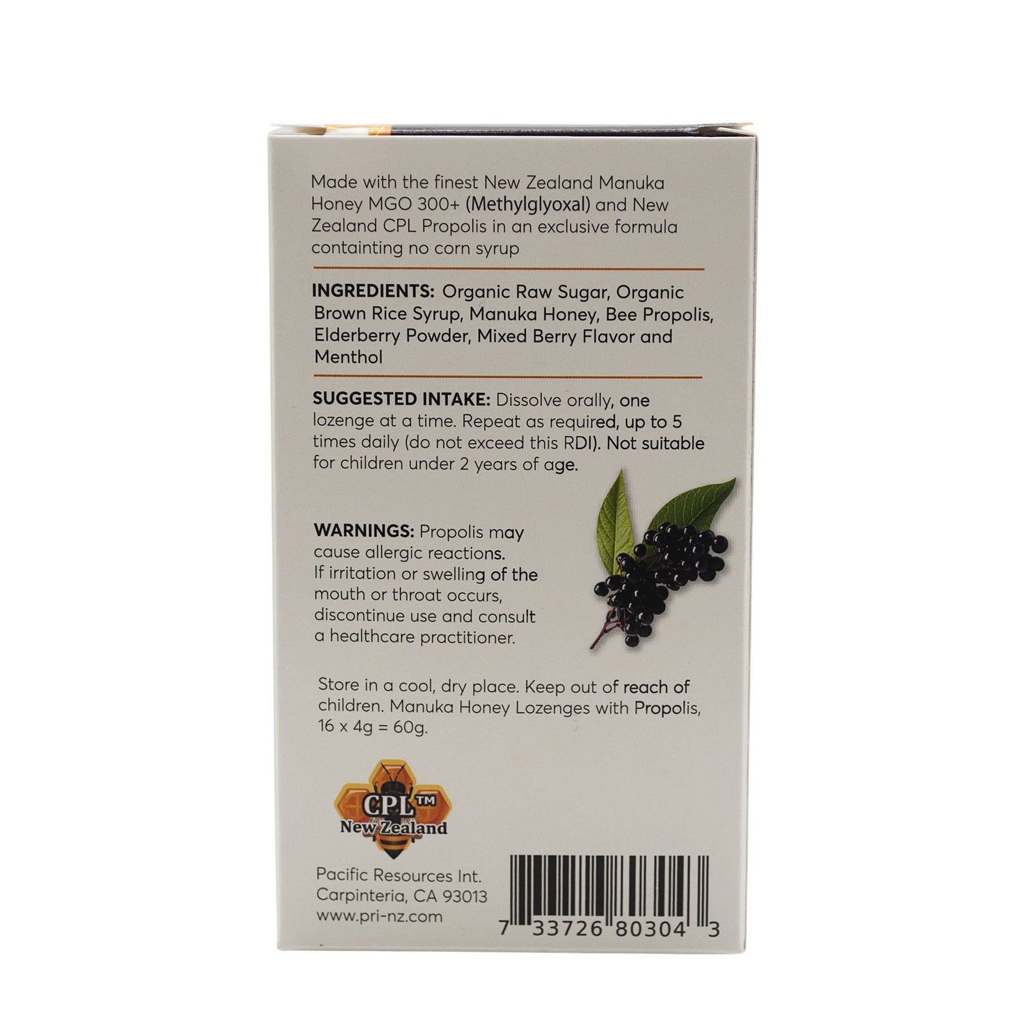 Manuka Honey Propolis Lozenge, Elderberry