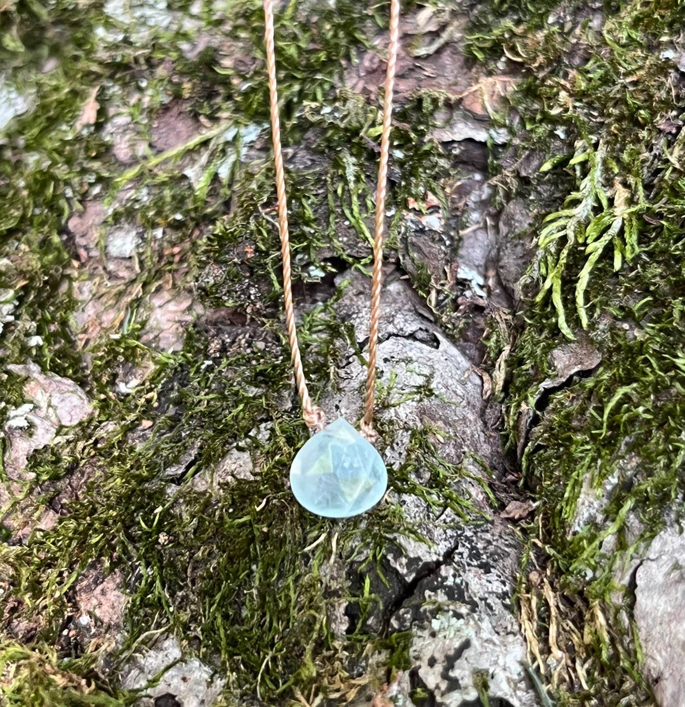 Aquamarine Small Faceted Teardrop Necklace