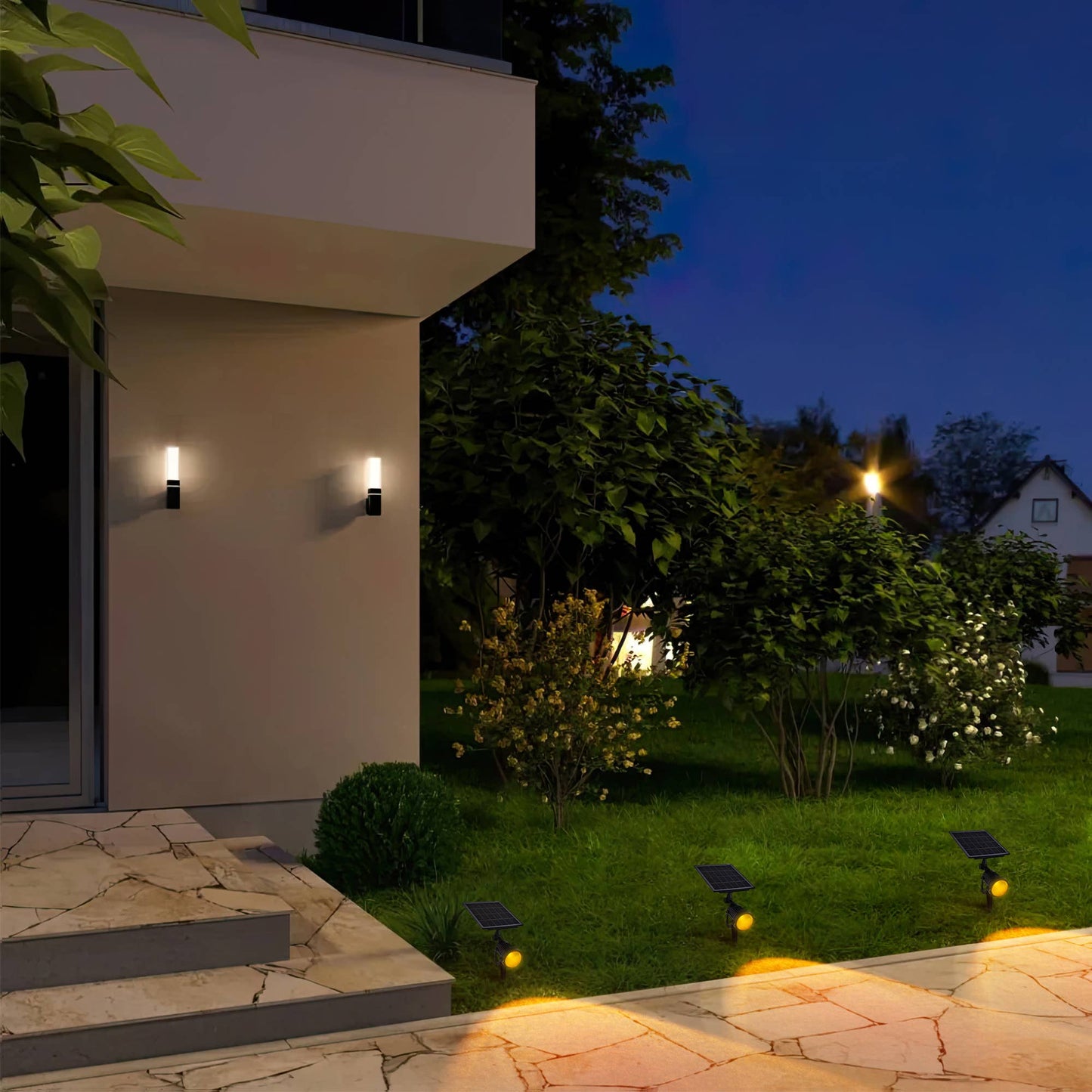 Solar Powered LED Spotlight Wall Light Landscape Light