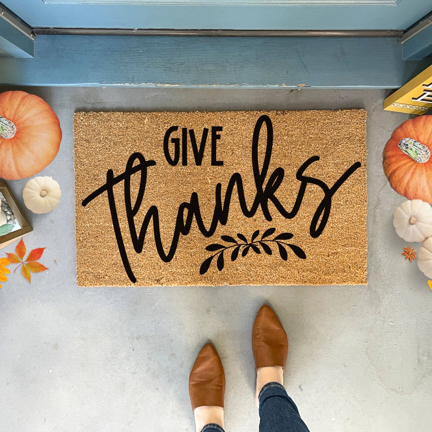 Give Thanks Fall Coir Doormat