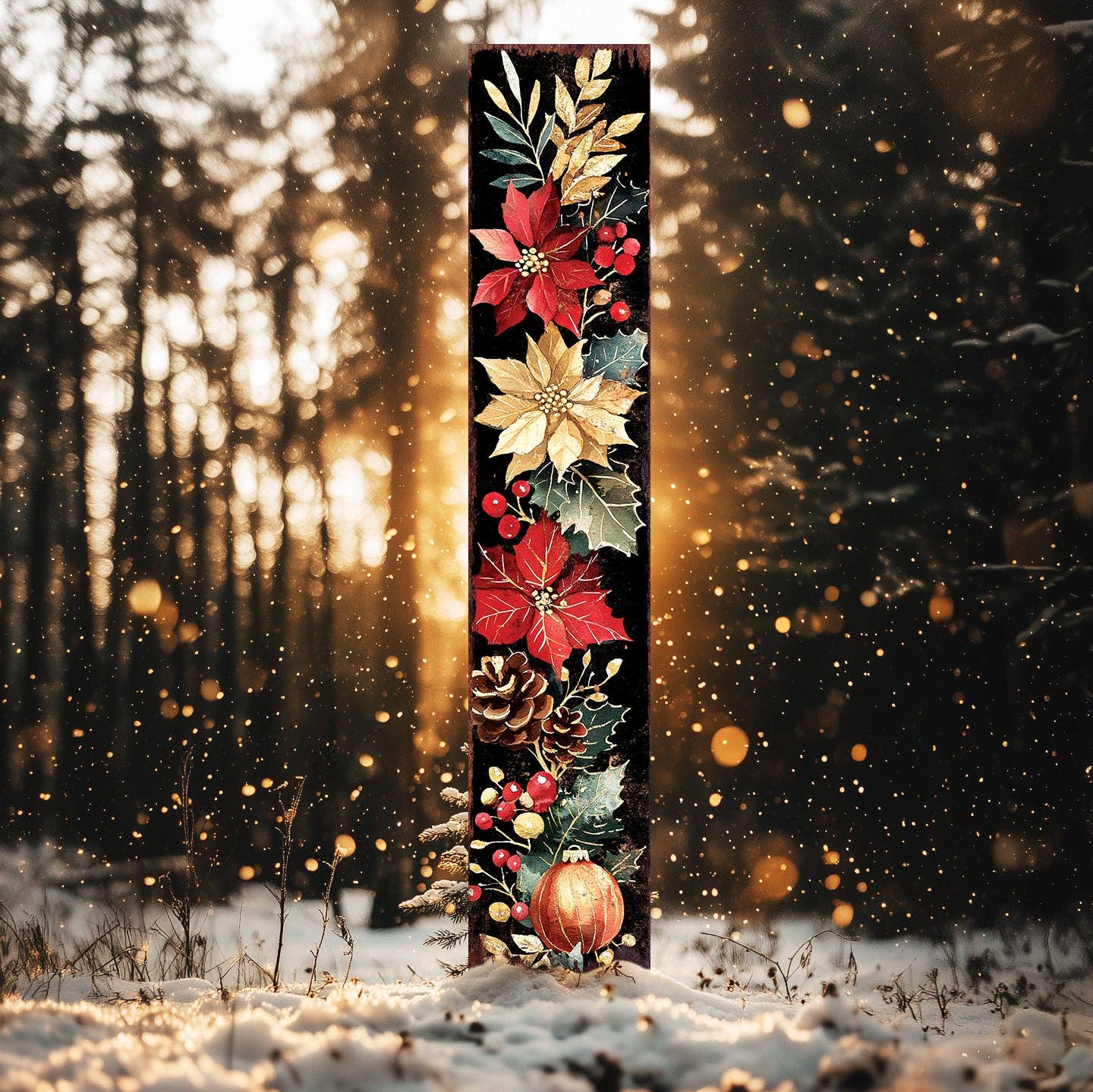 Poinsettia Merry Christmas Garden Stake | Outdoor Holiday Yard Decor Gift