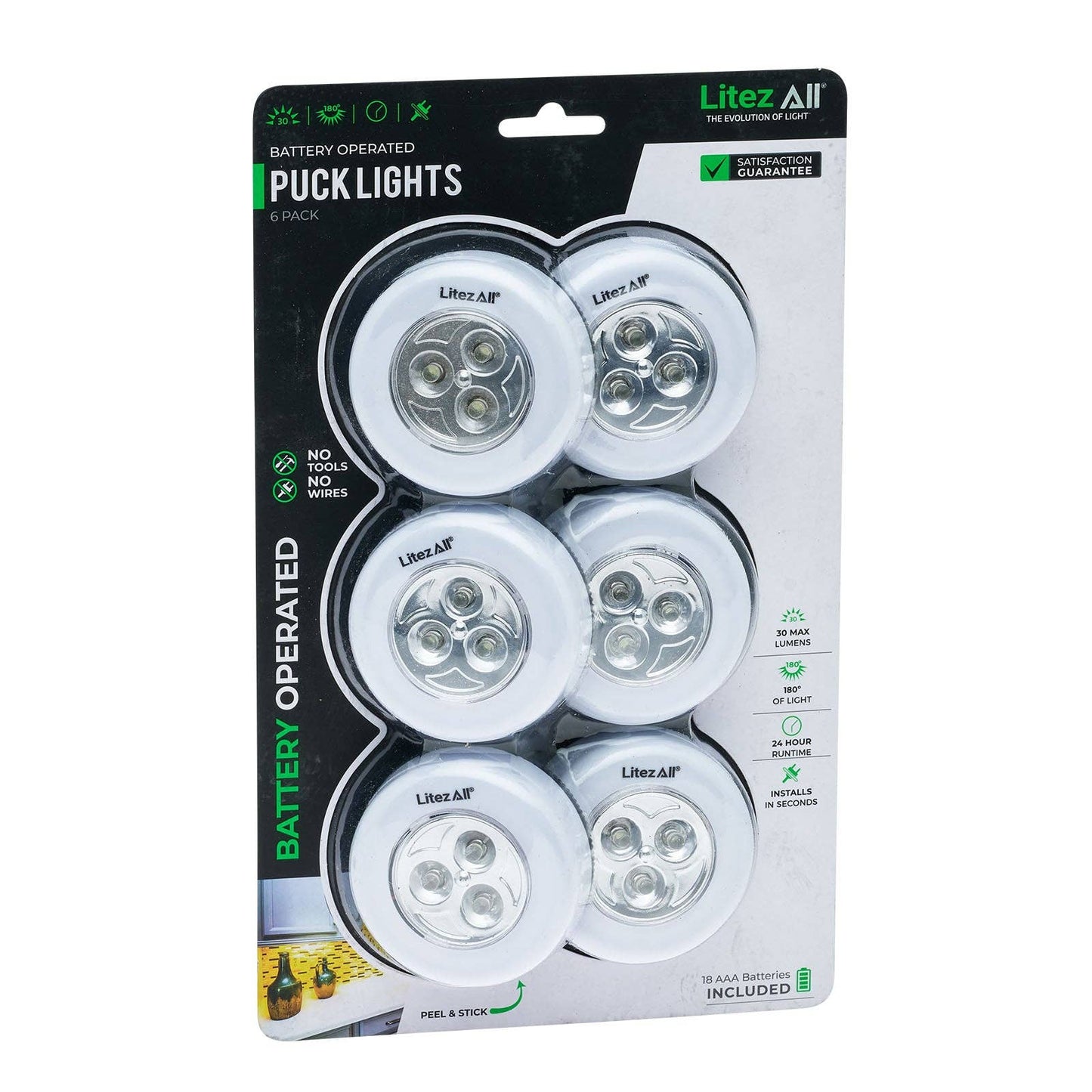 LitezAll LED Puck Light 6 Pack