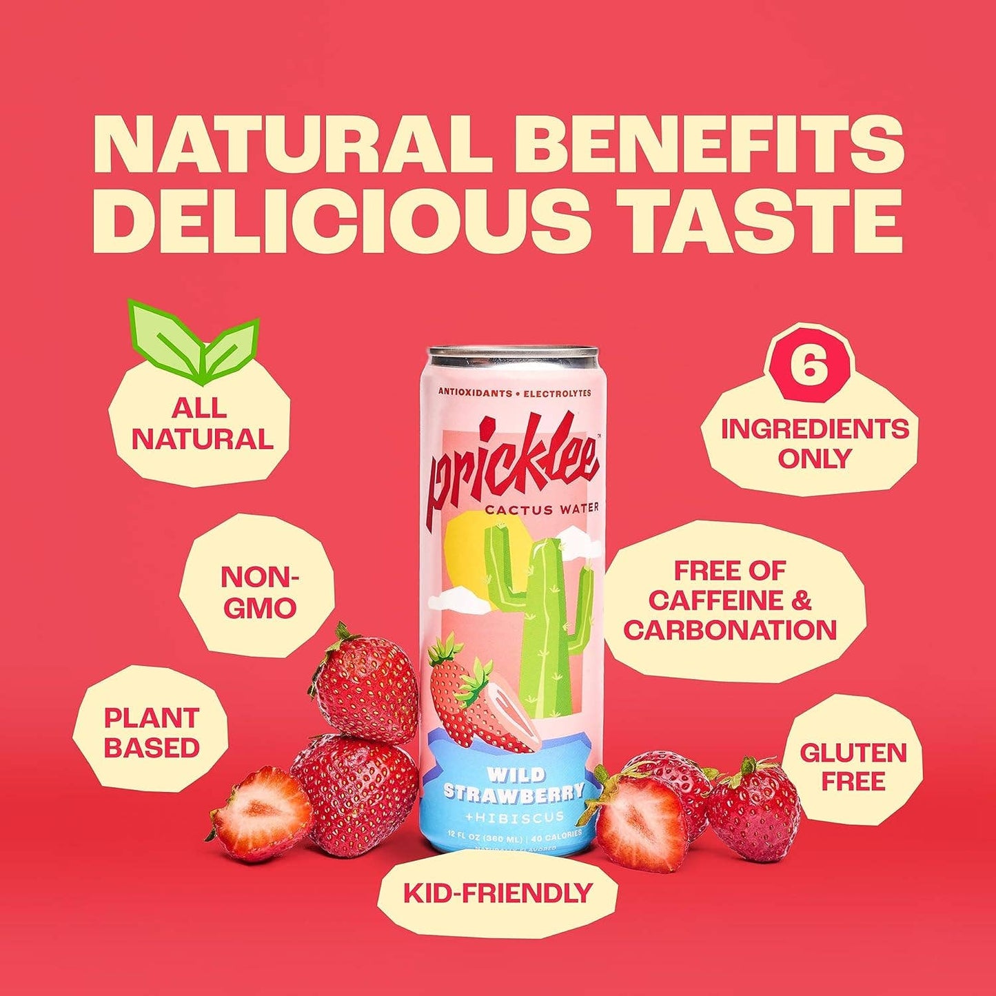 Pricklee Cactus Water - Wild Strawberry (12-pack)