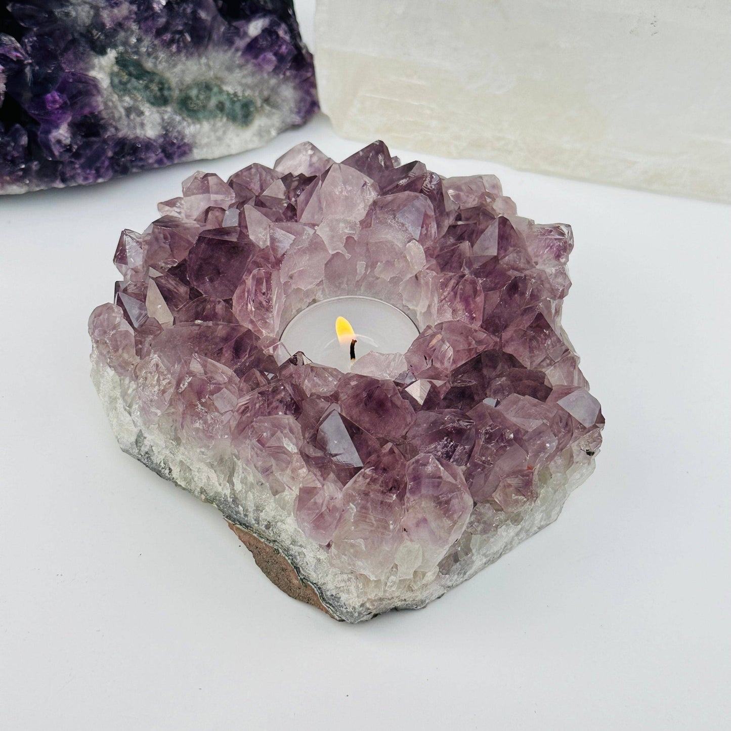 Amethyst Crystal Candle Holders - A Grade - (RK2-01)