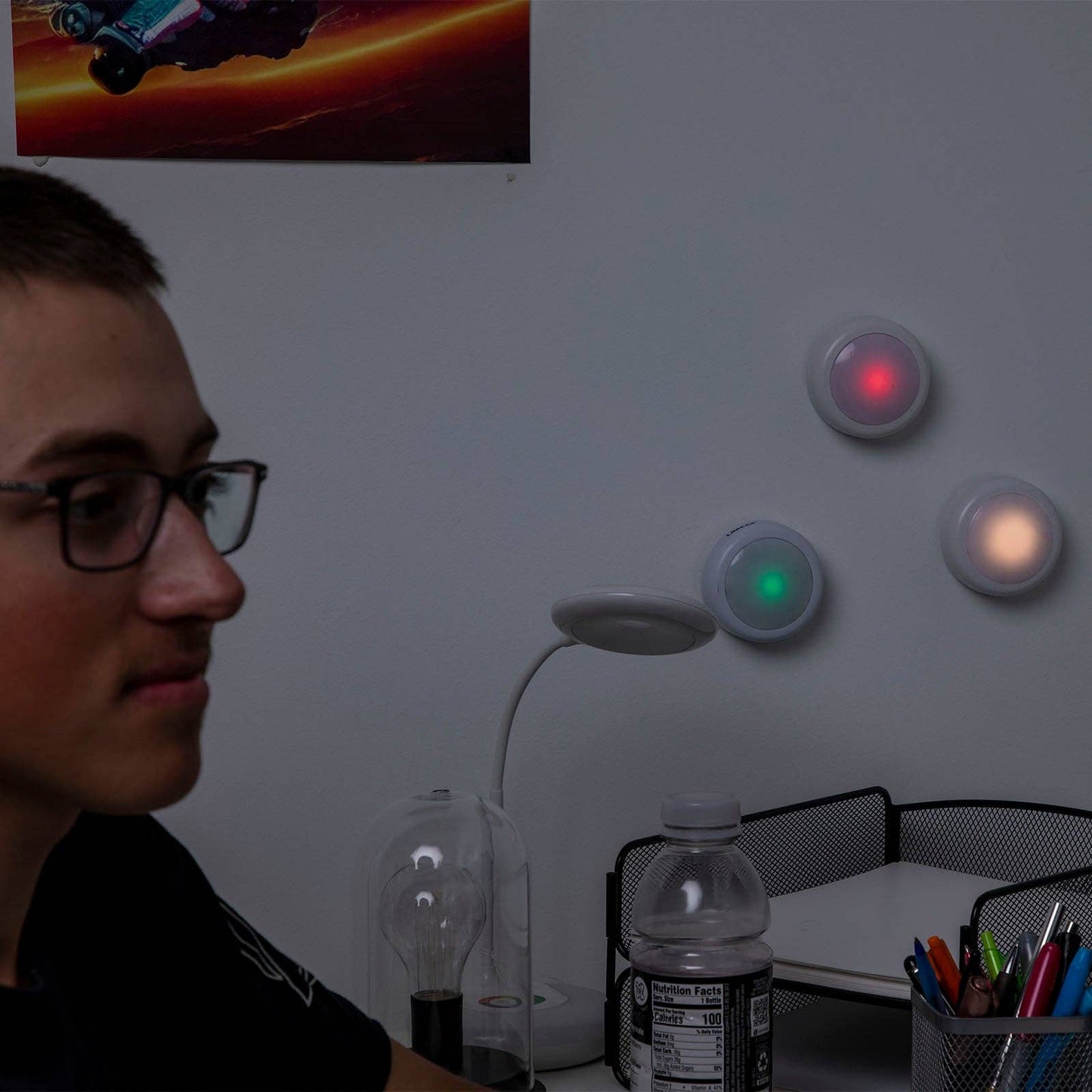 LitezAll Remote Control RGB Puck Lights 3 Pack