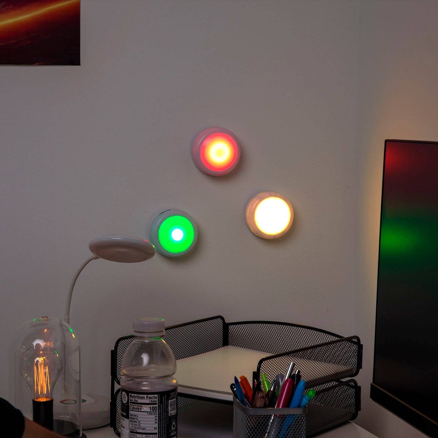 LitezAll Remote Control RGB Puck Lights 3 Pack