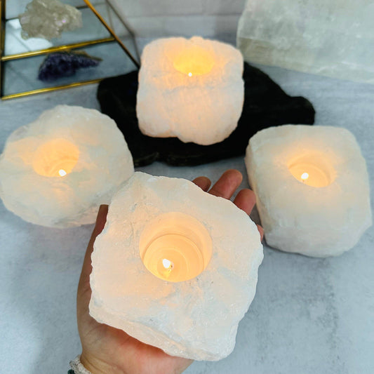 Crystal Clear Quartz Candle Holder