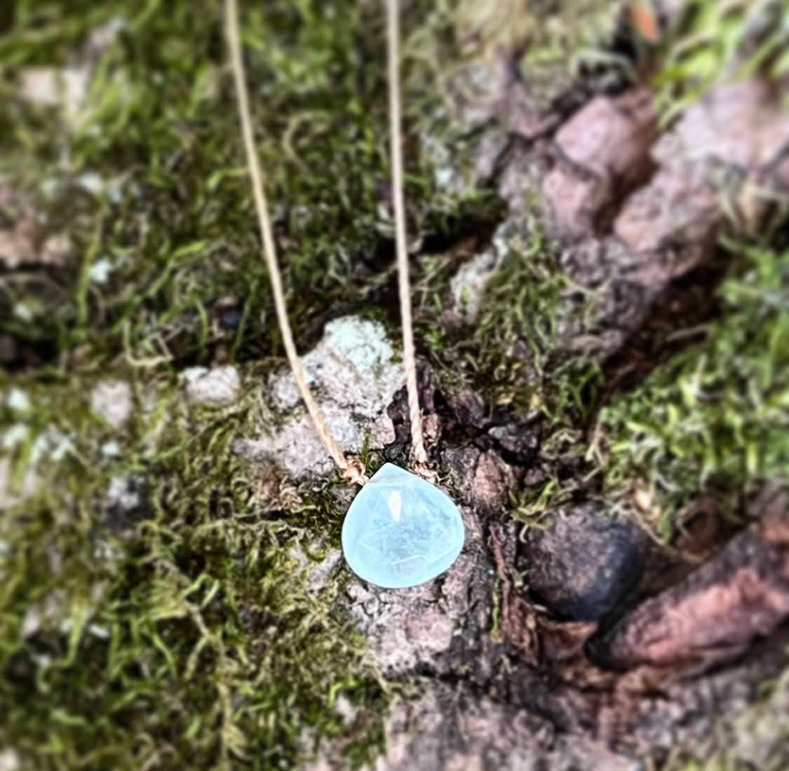 Aquamarine Small Faceted Teardrop Necklace