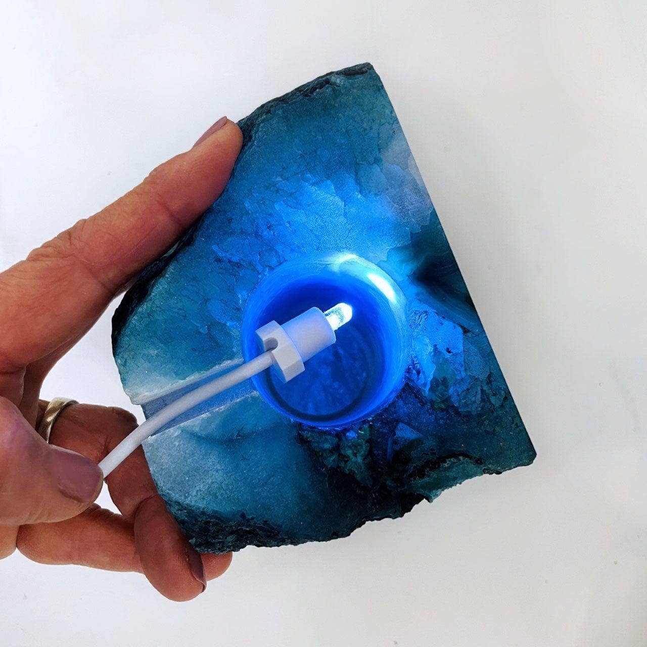 Agate Geode Cut Base Crystal Lamp