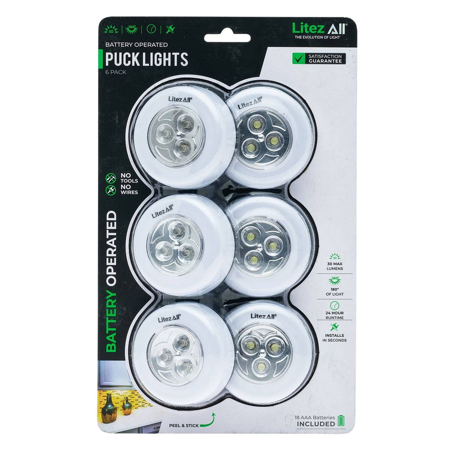 LitezAll LED Puck Light 6 Pack