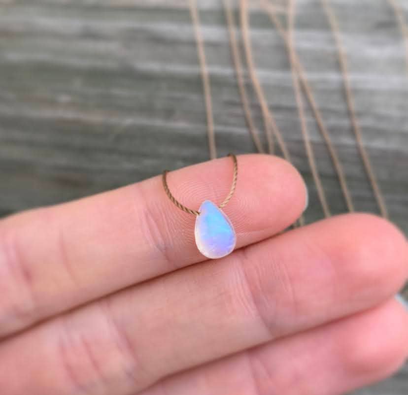 Moonstone Smooth Small Teardrop Necklace