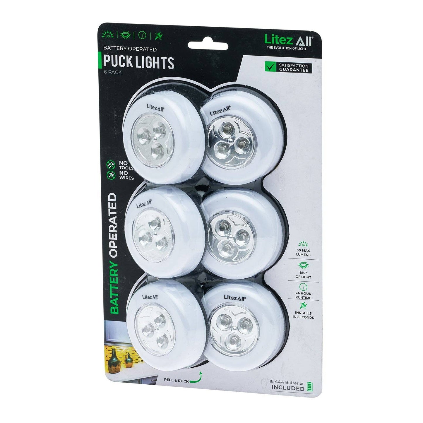 LitezAll LED Puck Light 6 Pack