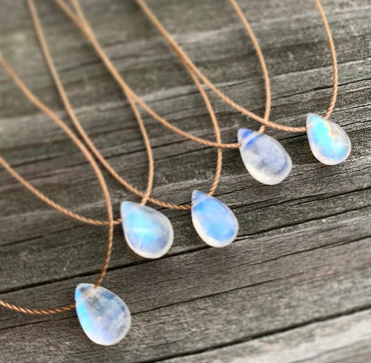 Moonstone Smooth Small Teardrop Necklace