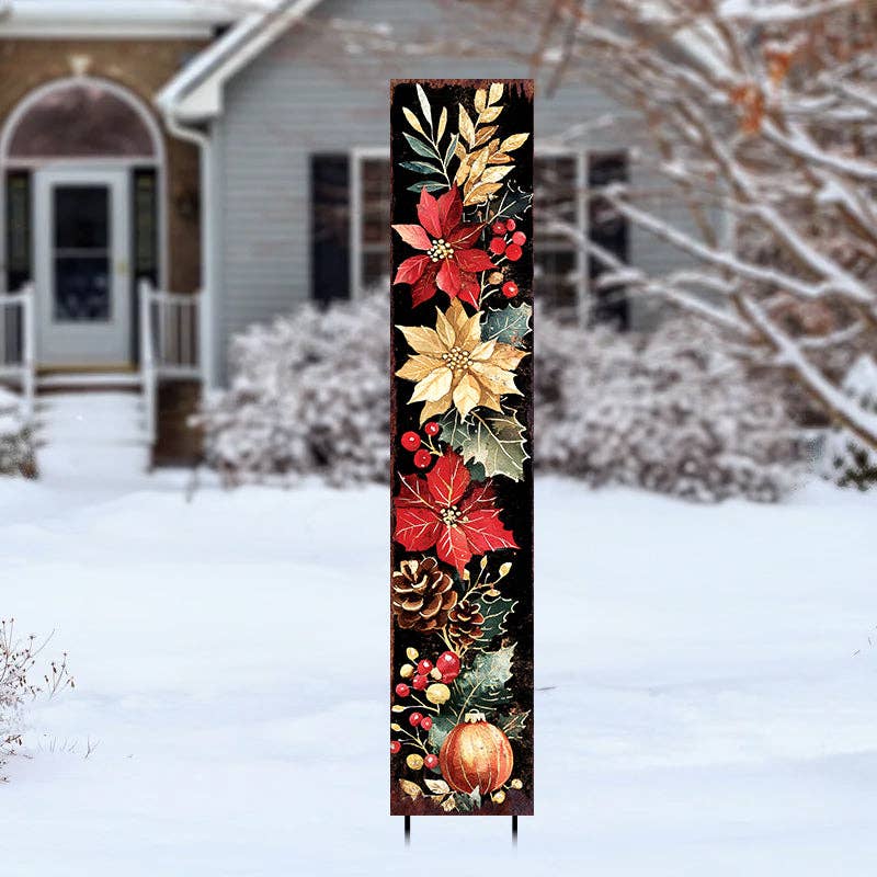 Poinsettia Merry Christmas Garden Stake | Outdoor Holiday Yard Decor Gift