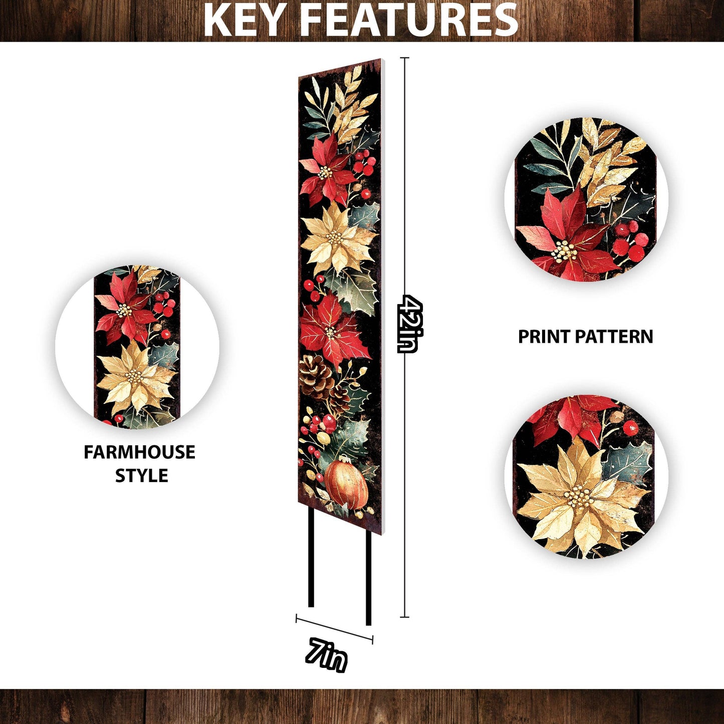 Poinsettia Merry Christmas Garden Stake | Outdoor Holiday Yard Decor Gift