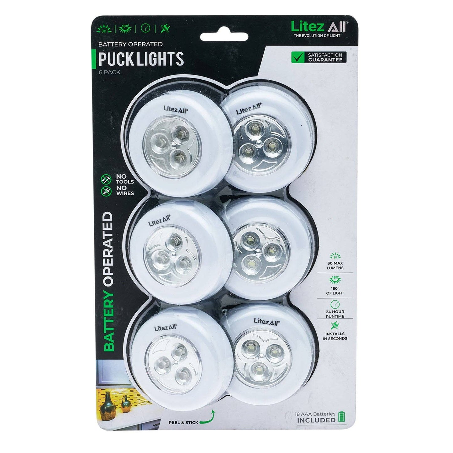 LitezAll LED Puck Light 6 Pack