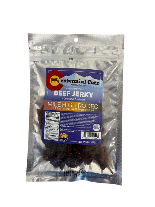 3 oz Mile High Rodeo Sea Salt, Honey and Pepper Jerky
