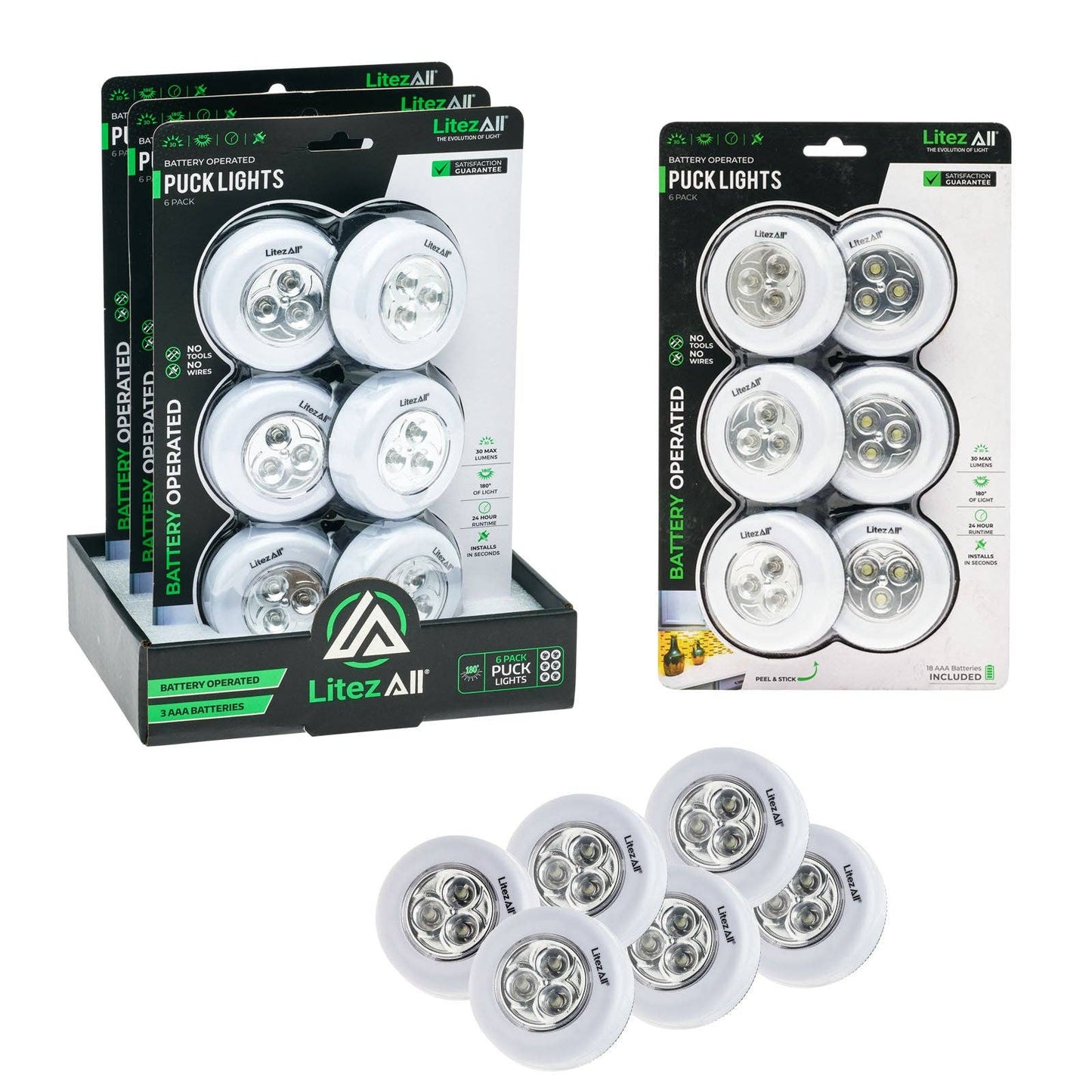 LitezAll LED Puck Light 6 Pack